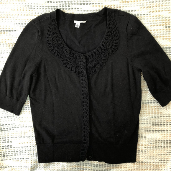 Halogen Black 3/4 Sleeve Embellished Cardigan - Picture 1 of 5
